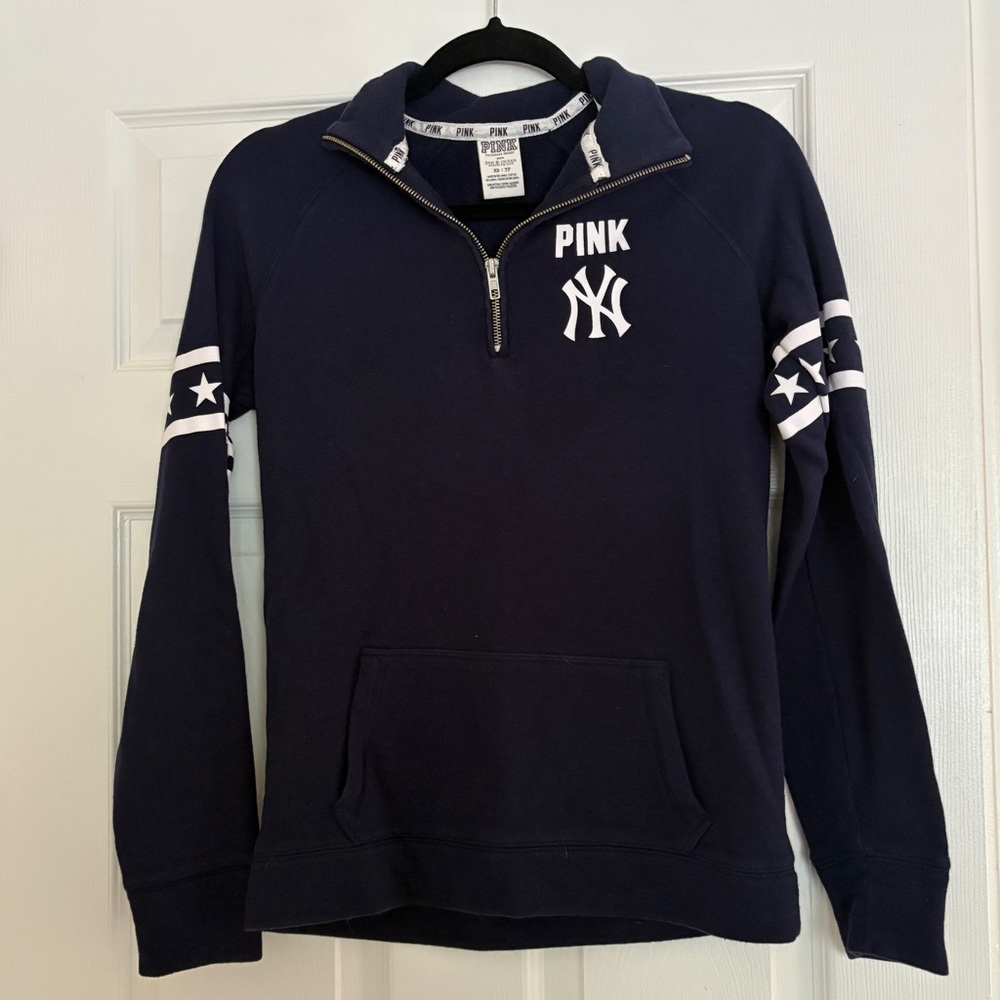 Victoria's Secret Pink Navy Quarter-Zip Sweatshirt